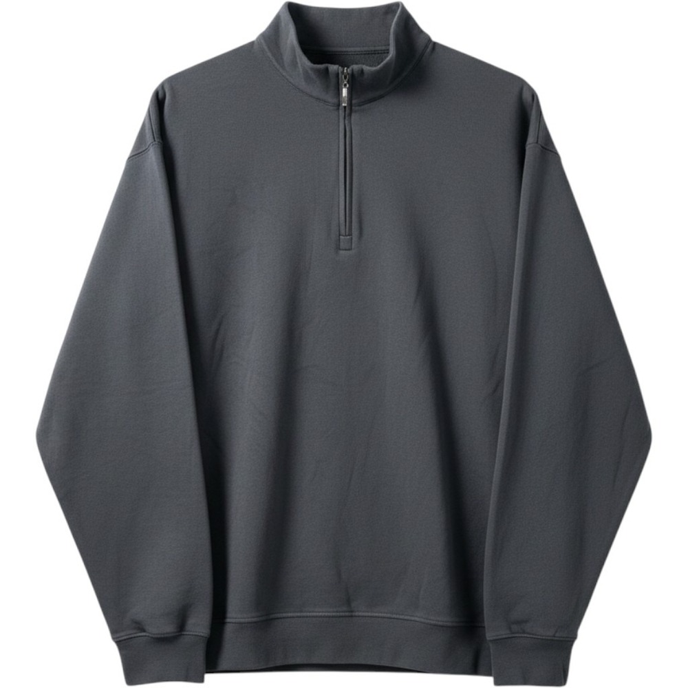 Bullock & Jones Quarter Zip Sweater Mens XL Charcoal Grey Pima Cotton Pullover